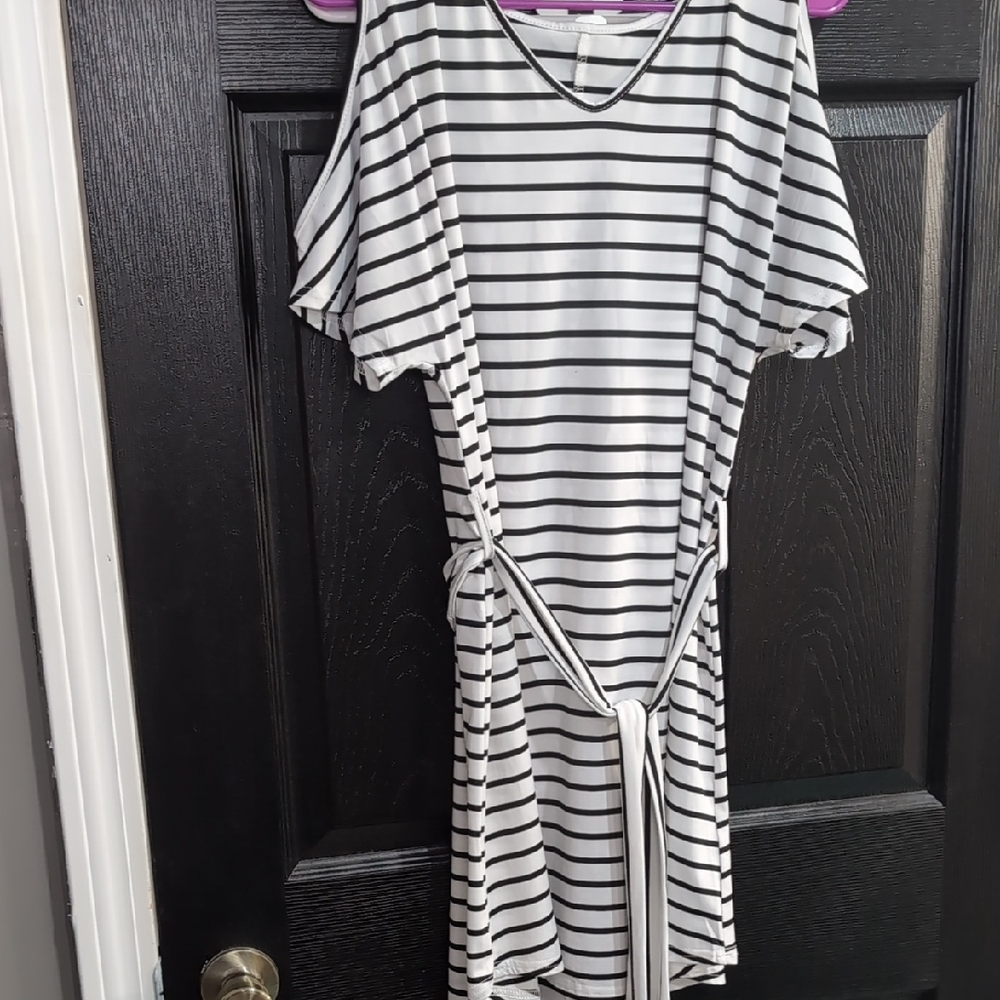 SHEIN Black and White Striped Mini Dress